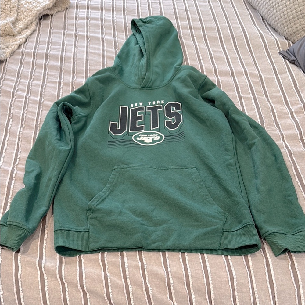 Boys SZ L OUTER STUFF Green New York Jets Hoodie Sweatshirt